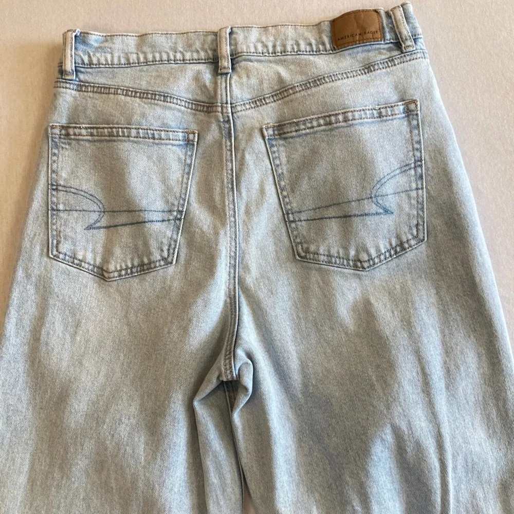 American Eagle Jeans Women 10 (29x31) Highest Rise Baggy Straight Light Wash